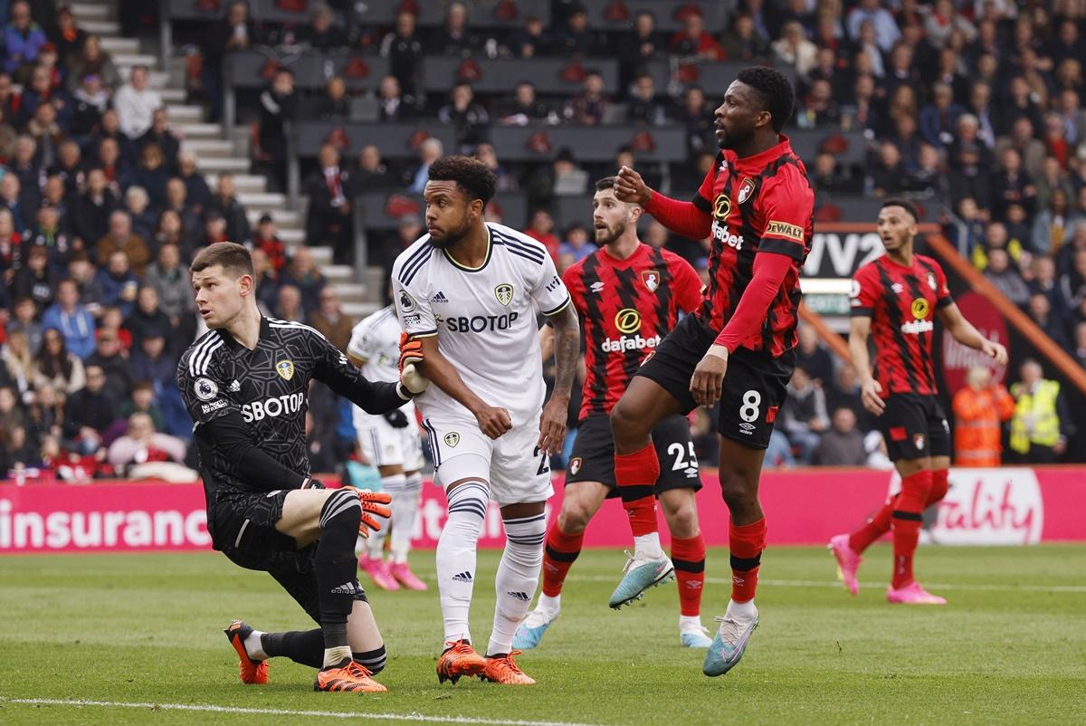 Jefferson Lerma scores AFC Bournemouth's second goal against Leeds United, at Vitality Stadium, Bournemouth.