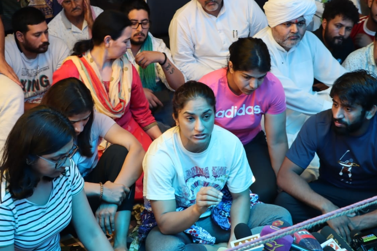 DCW chief Swati Maliwal with wrestlers