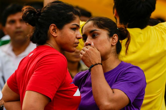 Sakshi Malik and Vinesh Phogat. Vinesh urged the government to issue guidelines to wrestlers on which tournaments to compete in and which to avoid.