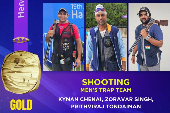 India's gold medal-winning trap shooting team 