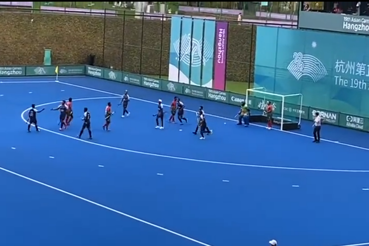 India players celebrate a goal