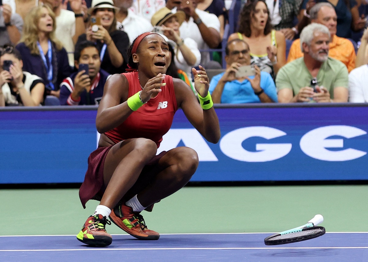 Coco Gauff breaks into celebration after sealing victory