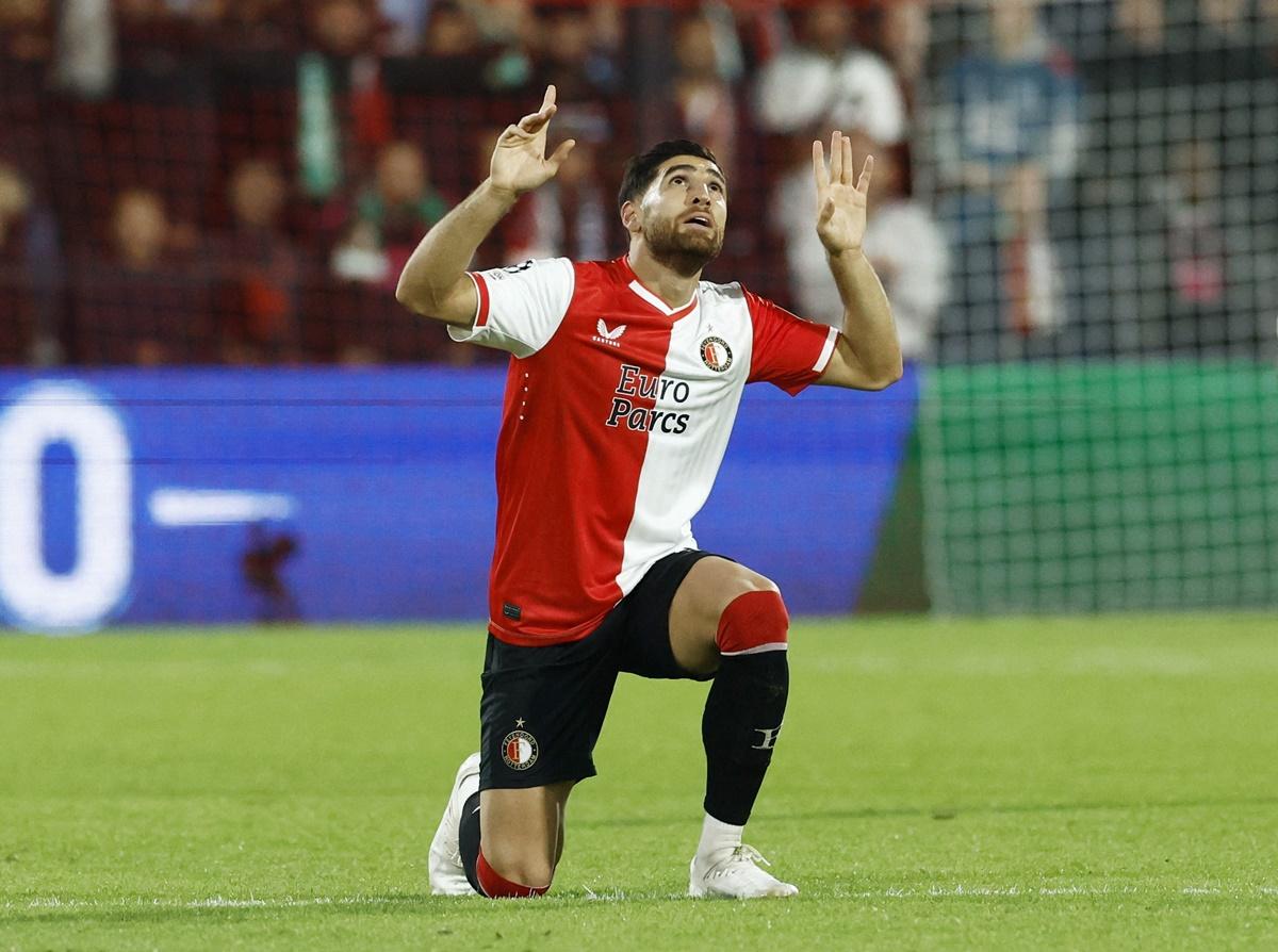 Alireza Jahanbakhsh celebrates scoring Feyenoord's second goal in the Group E match against Celtic at Feyenoord Stadium, Rotterdam.