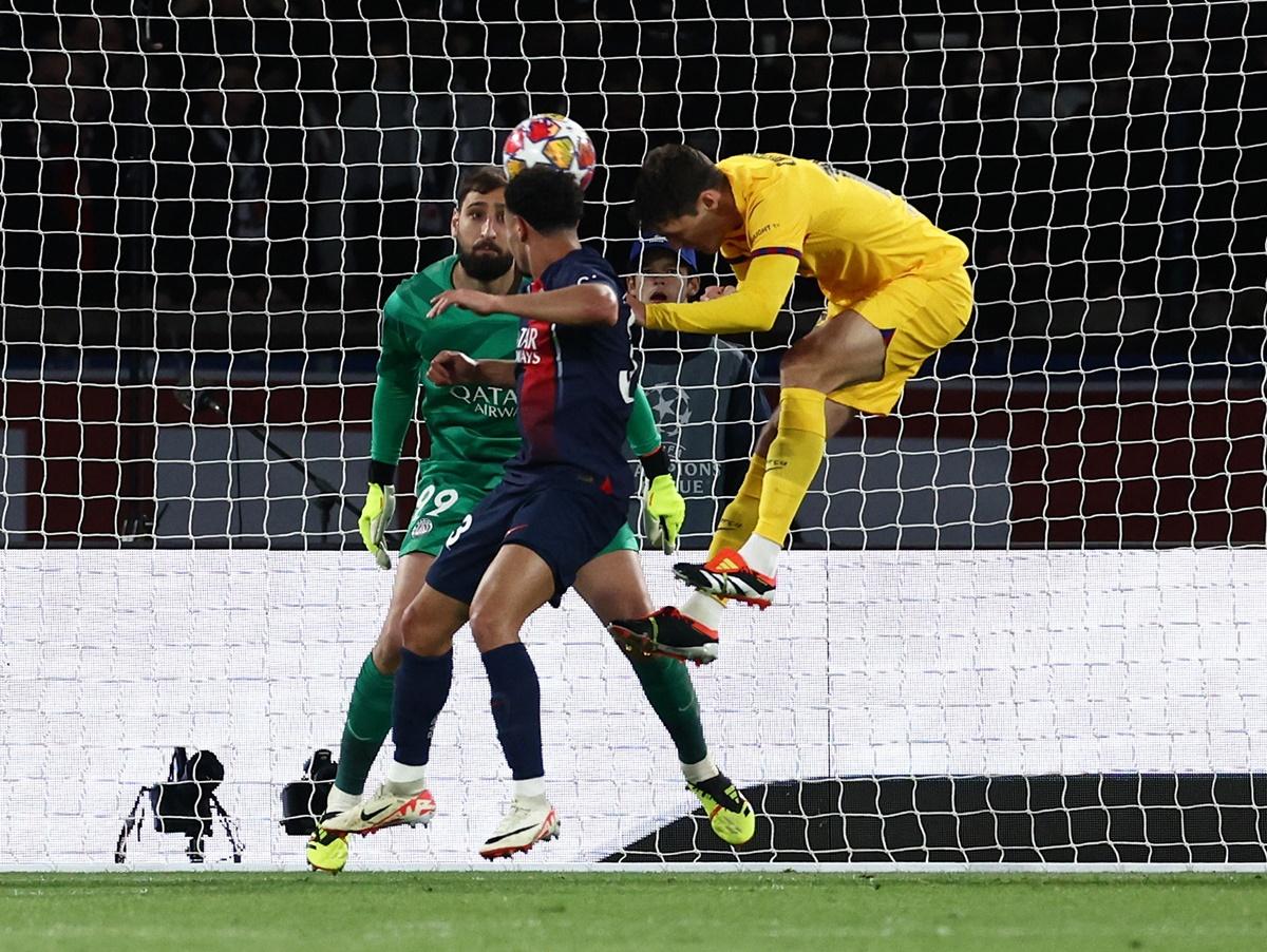 Andreas Christensen heads home Barcelona's third goal to give the Spanish side a narrow advantage going into next week's second leg.