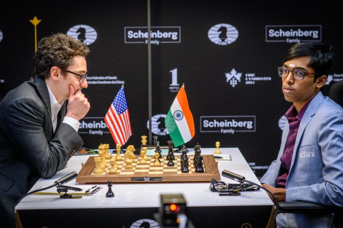 India's teen prodigy R Praggnanandhaa played out an easy draw with American Fabiano Caruana in the seventh round of the Candidates chess tournament in Toronto on Thursday