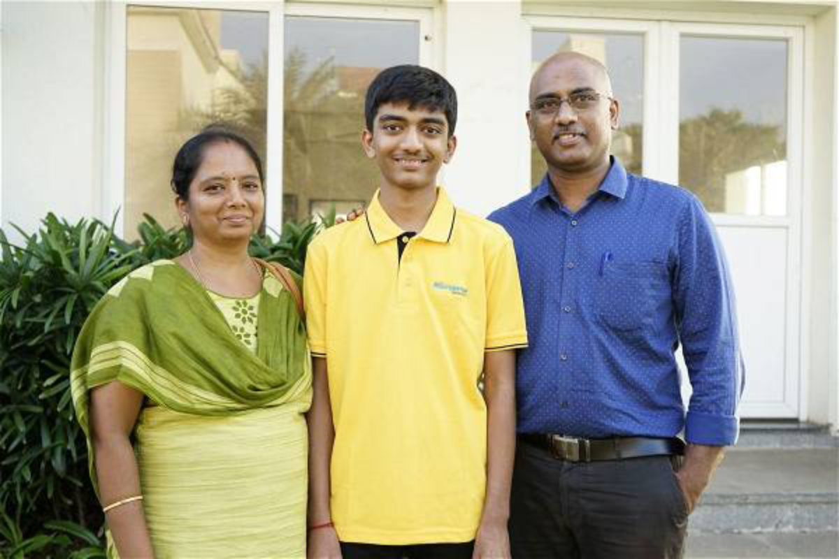 A young D Gukesh with his microbiologist mother Padma Kumari and father Dr Rajinikanth, who gave up his career as an ENT surgeon to help Gukesh pursue his passion in chess.