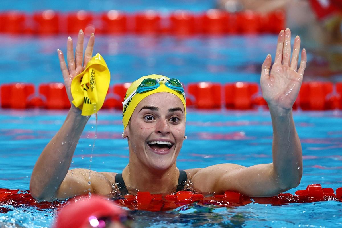 Australia's Cameron McEvoy celebrates winning the men's 50m Freestyle final.