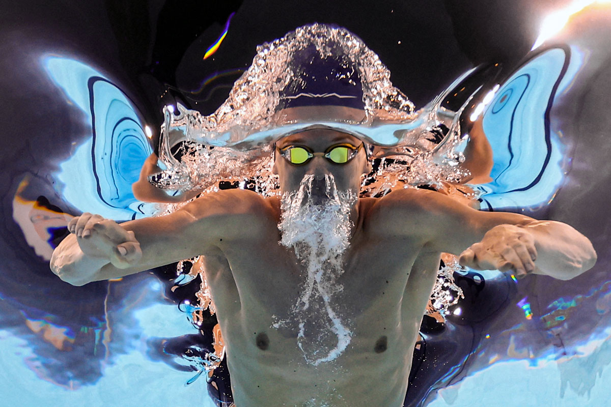Leon Marchand during the men's 200m Individual Medley final