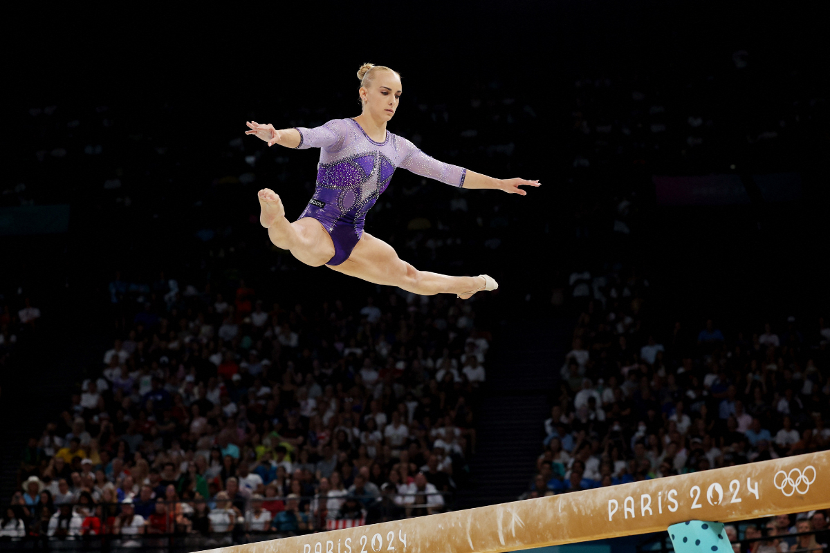 Italy's Alice D'Amato in action during the women's Balance Beam Final at Bercy Arena, Paris, France, on Monday