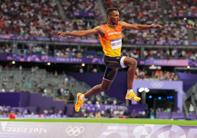 Spain's Jordan Alejandro Diaz Fortun in action during the men's Triple Jump final.