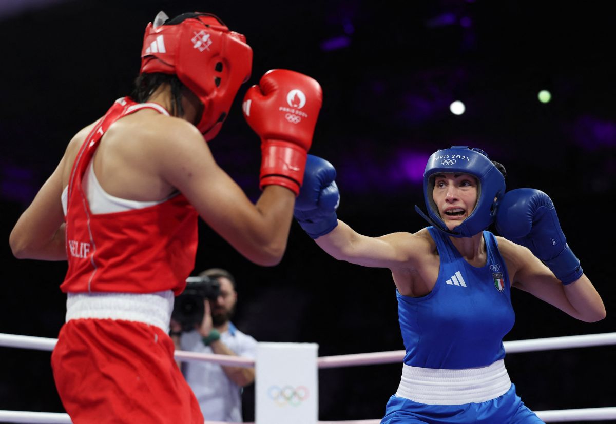 Angela Carini during her bout against Imane Khelif.