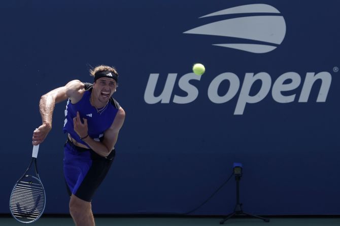 Germany's Alexander Zverev blasted 21 aces and won 79 percent of his first serve points against fellow-German Maximilian Marterer.