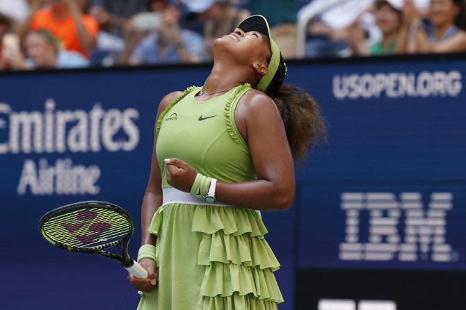 Naomi Osaka reacts after getting to match-point against Jelena Ostapenko.