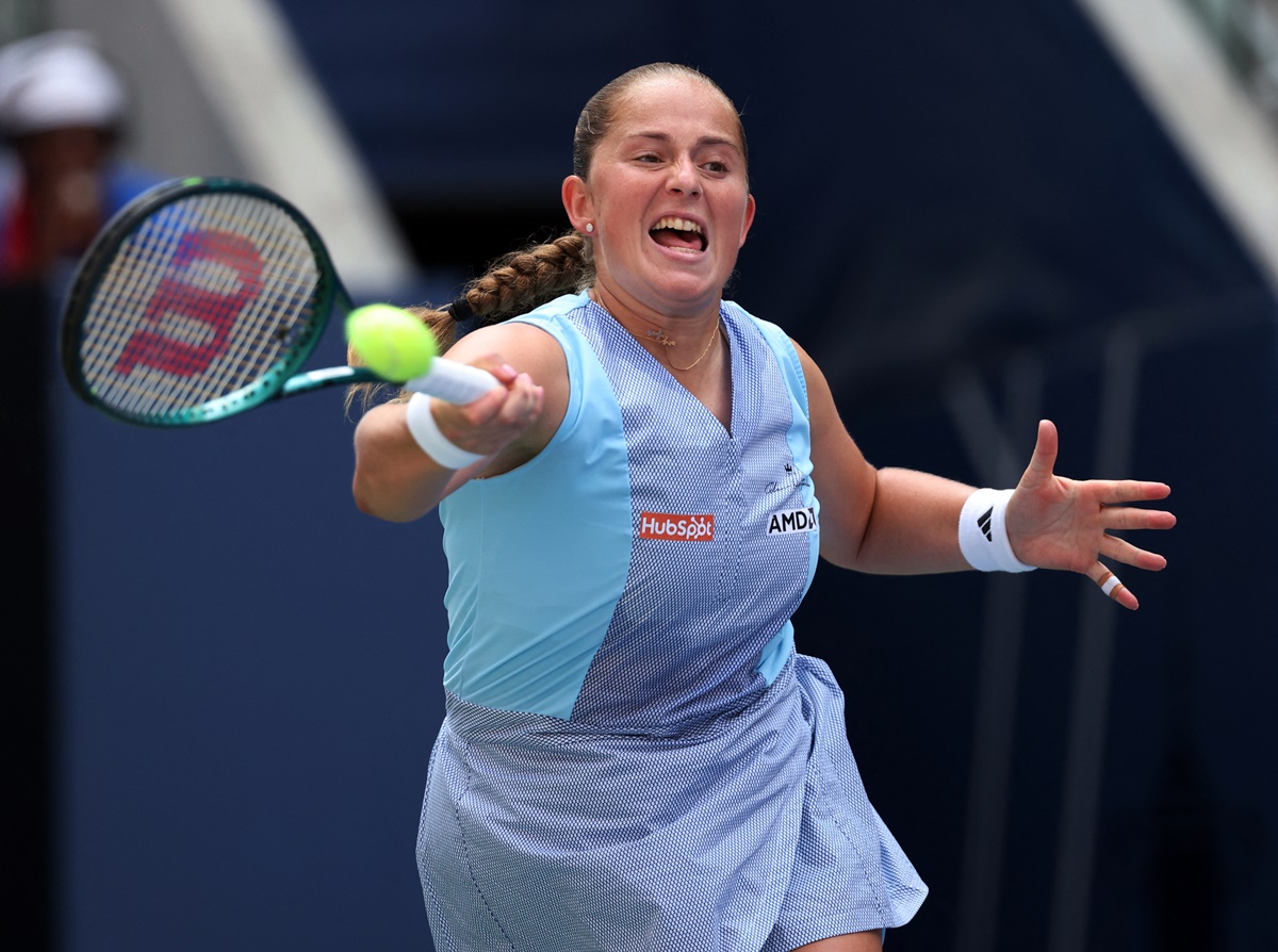 Jelena Ostapenko committed six double faults and 21 unforced errors in an uneven performance.