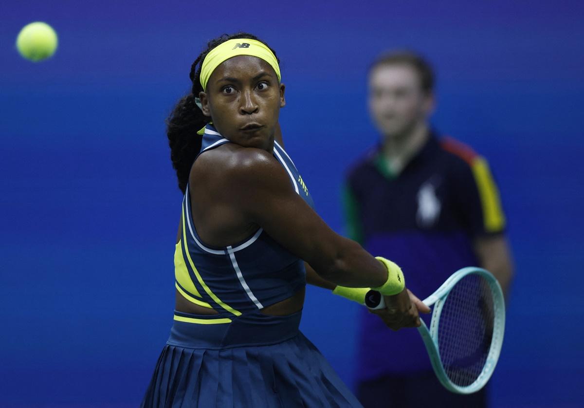 Coco Gauff of the United States in action against Germany's Tatjana Maria during the US Open women's singles second round match at Flushing Meadows, New York, on Wednesday.