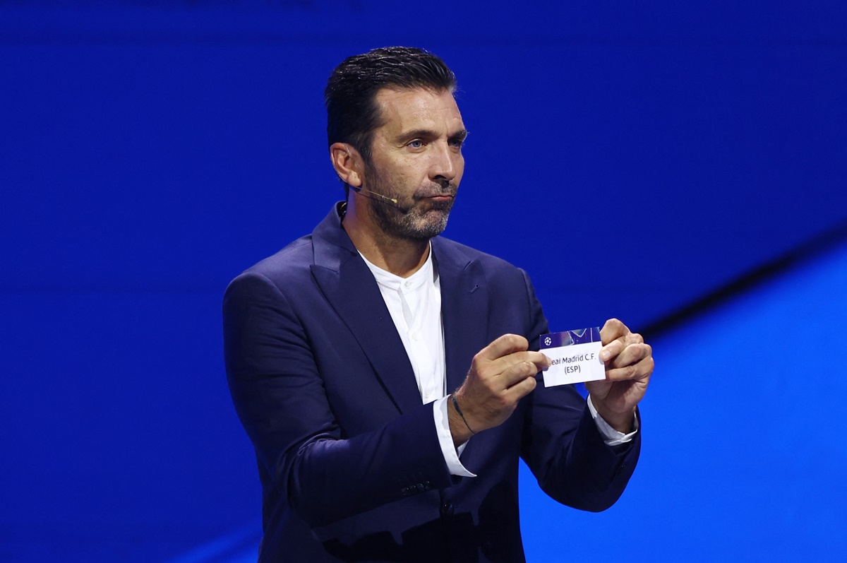 Gianluigi Buffon draws Real Madrid during the draw.