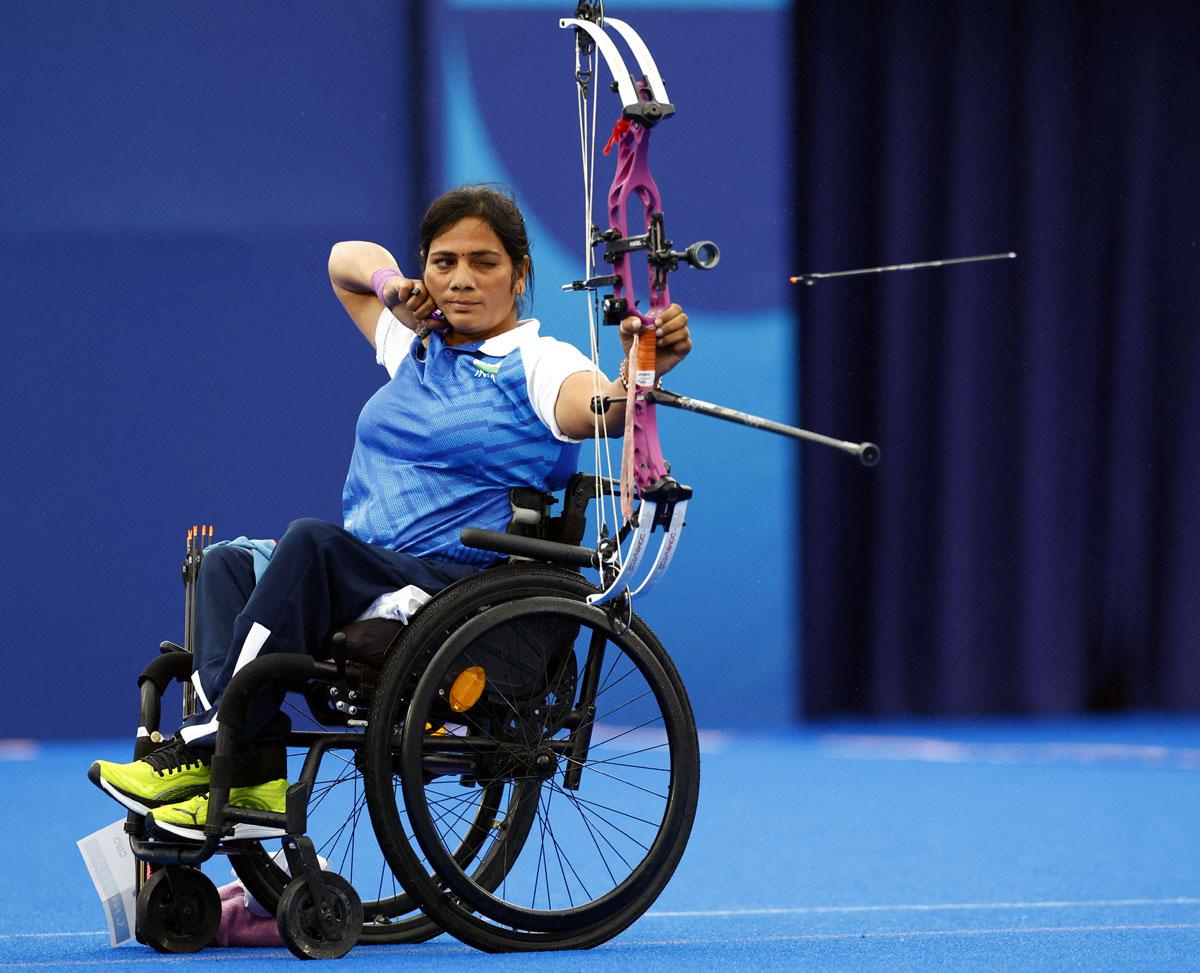 Archer Sarita of India in action at Paralympics