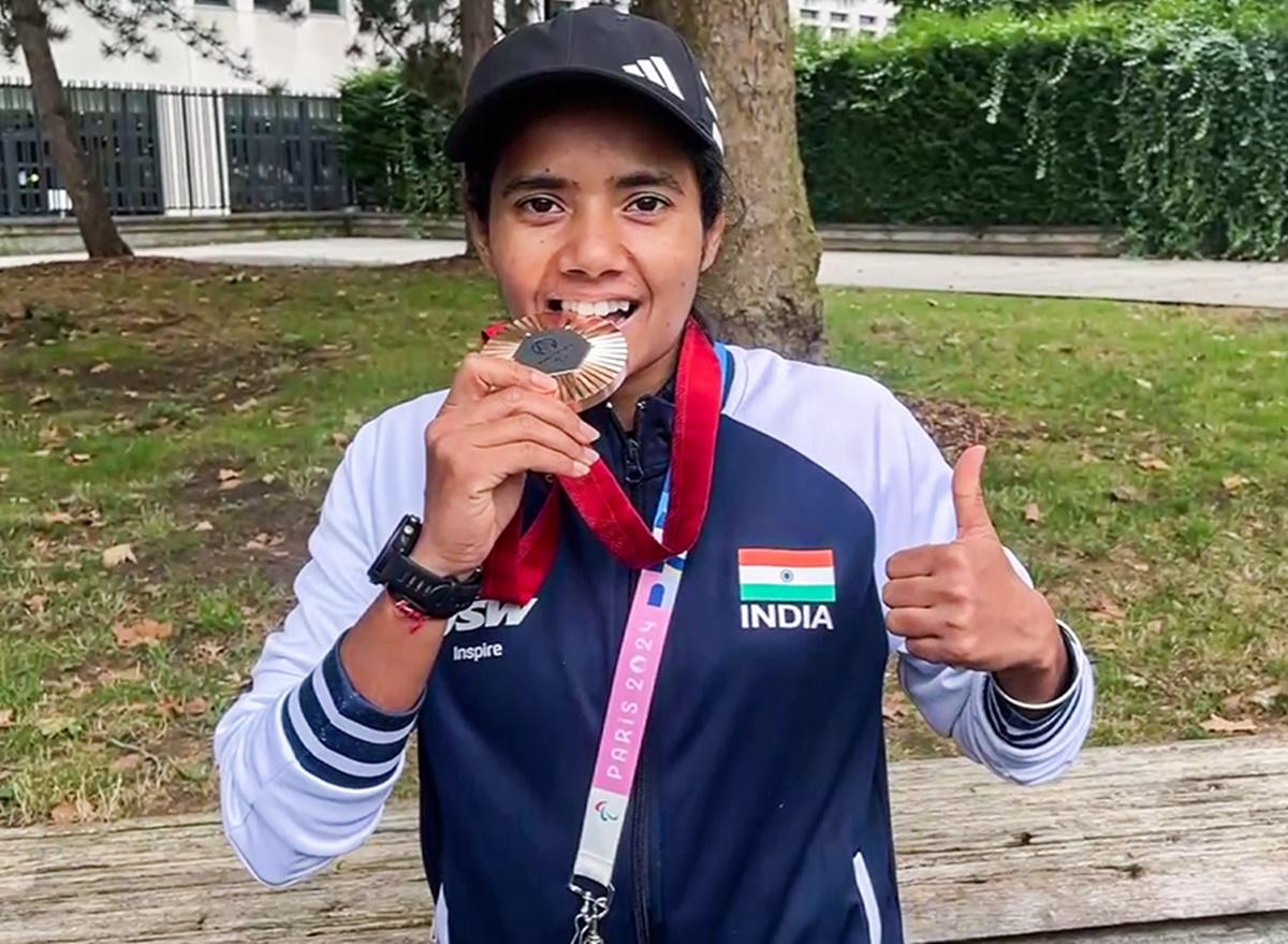 Para athlete Preethi Pal in Paris