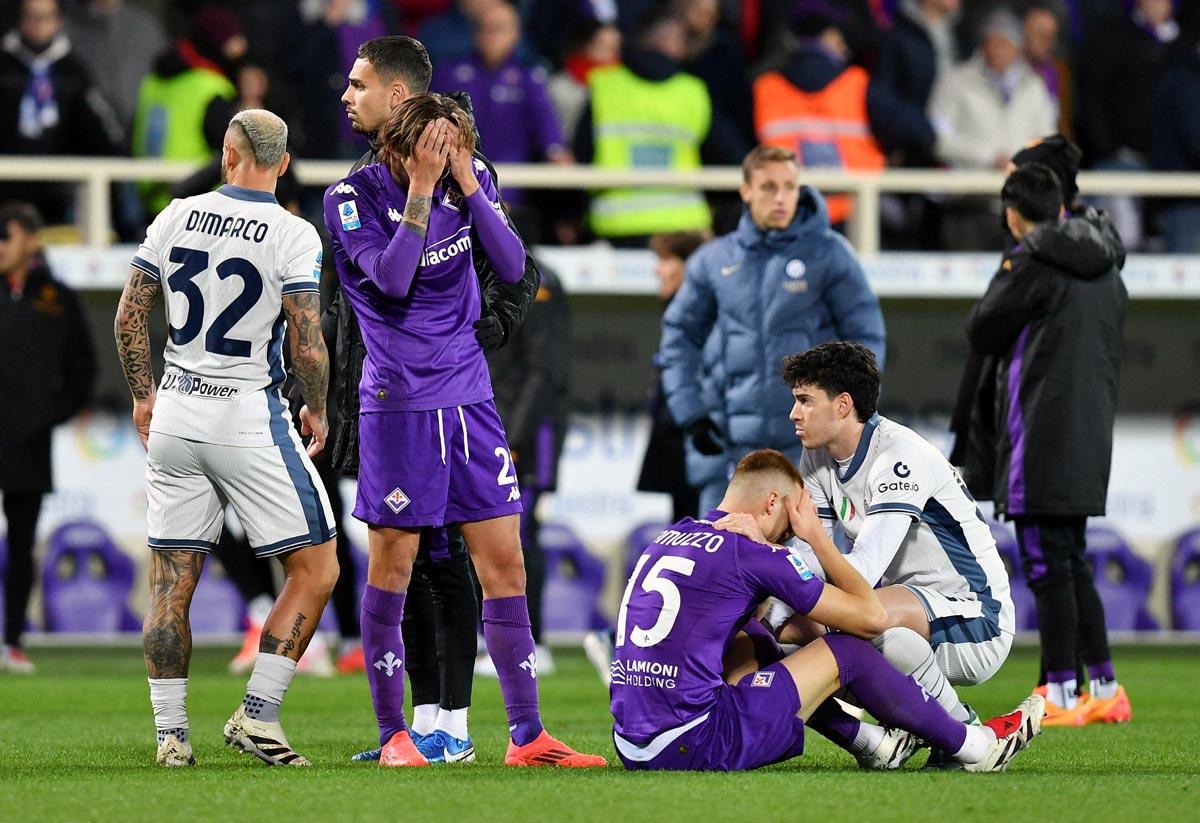 Fiorentina's Andrea Colpani reacts