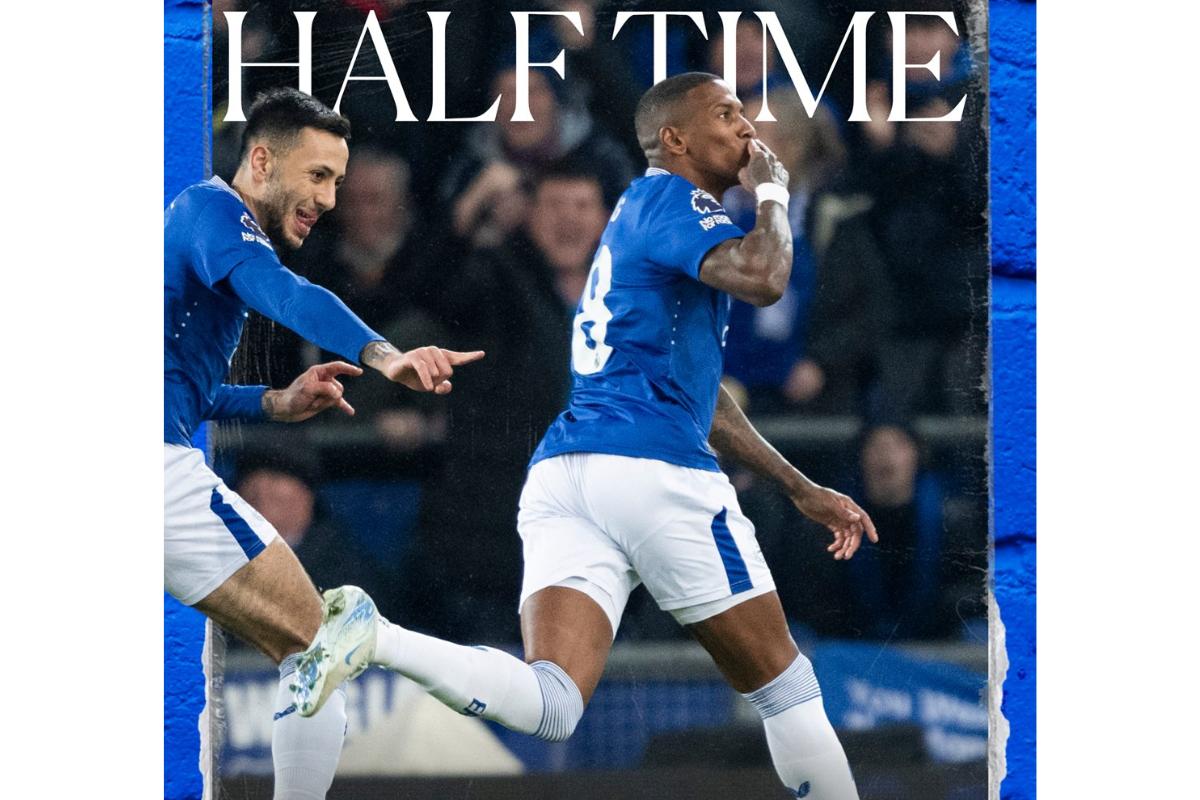 Everton's Ashley Young celebrates on scoring against Wolverhampton Wanderers on Wednesday