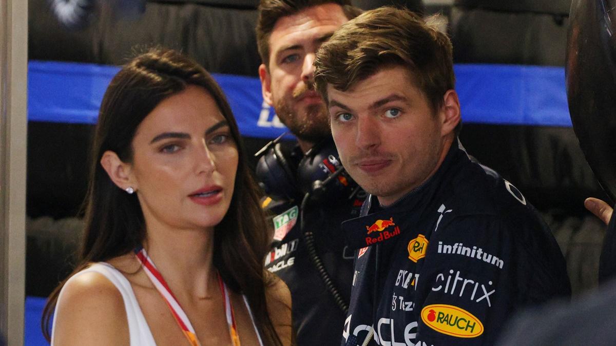 Red Bull's Max Verstappen with his girlfriend Kelly Piquet before practice for the F1 Miami Grand Prix at Miami International Autodrome, Miami, Florida, May 7, 2022.