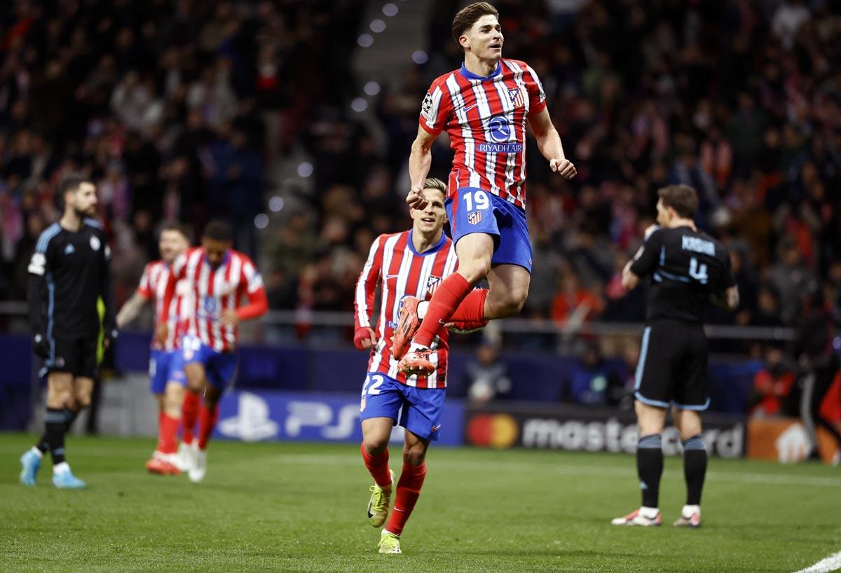 Atletico Madrid's Julian Alvarez celebrates 