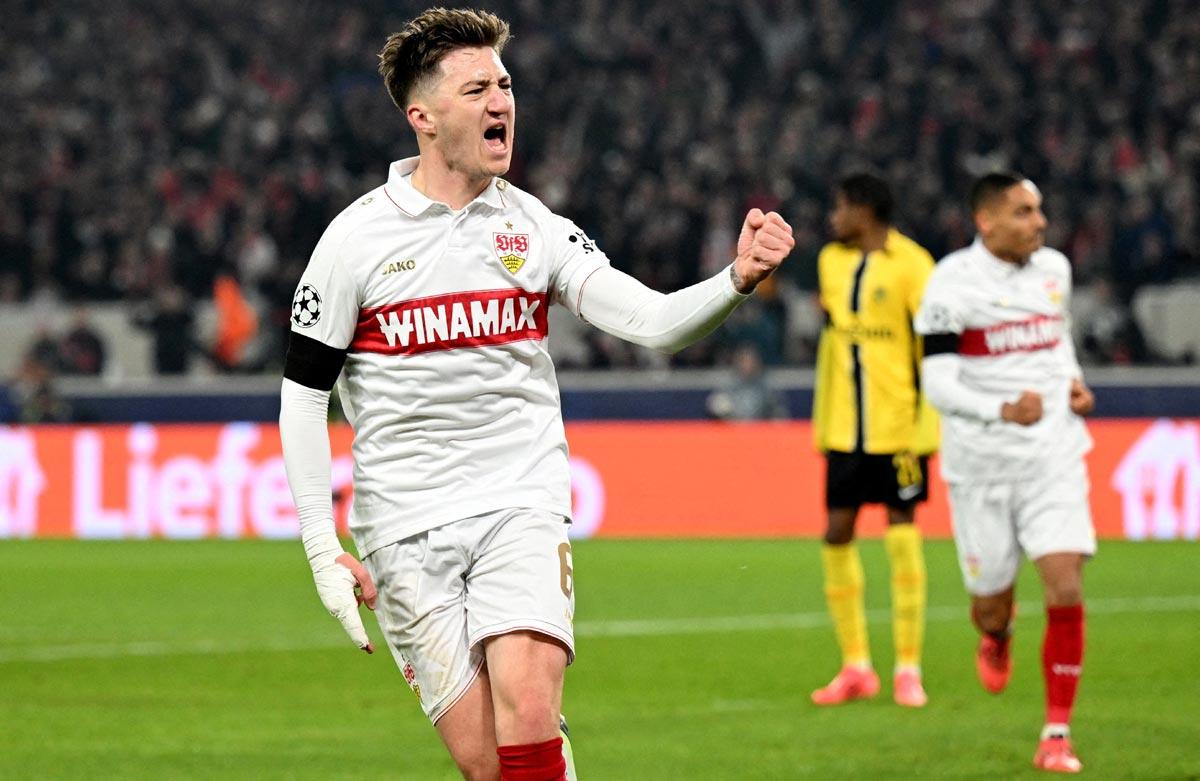 VfB Stuttgart's Angelo Stiller celebrates