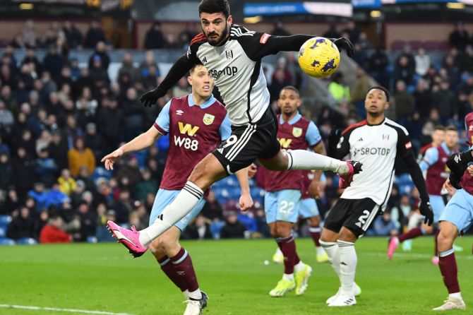 Fulham's Armando Broja in action during the match against Burnley at Turf Moor, Burnley, Britain
