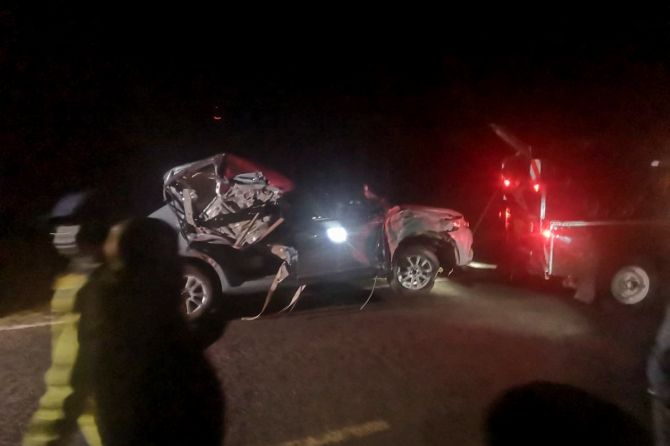 The wreckage of the vehicle in which Kenya's marathon world record holder Kelvin Kiptum and his coach were killed, is towed from the scene of the accident along the Kaptagat to Eldoret highway, near the Rift Valley town of Eldoret, Kenya, on Monday, February 12, 2024.