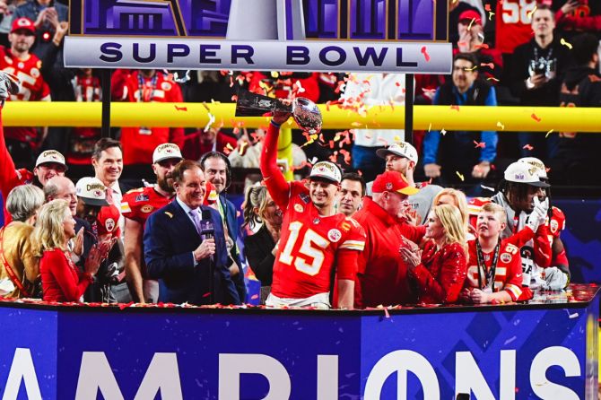 Kansas City Chiefs celebrate winning the NFL Super Bowl  LVIII 