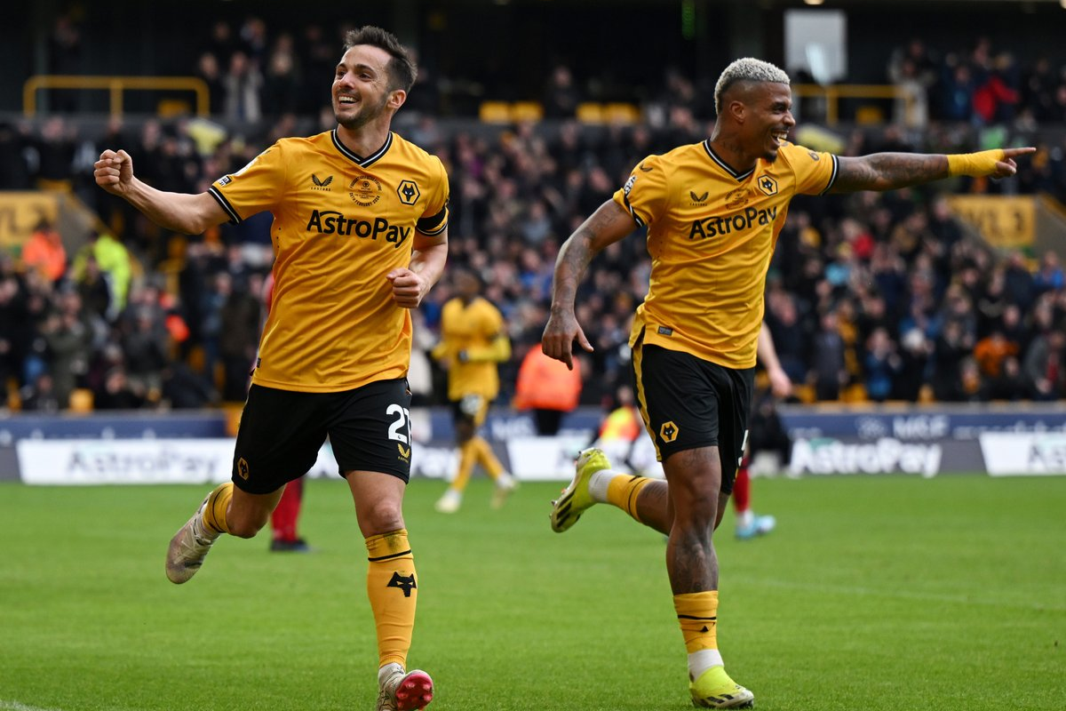 Wolverhampton Wanderers' Pablo Sarabia celebrates scoring against Sheffield United at Molineux Stadium