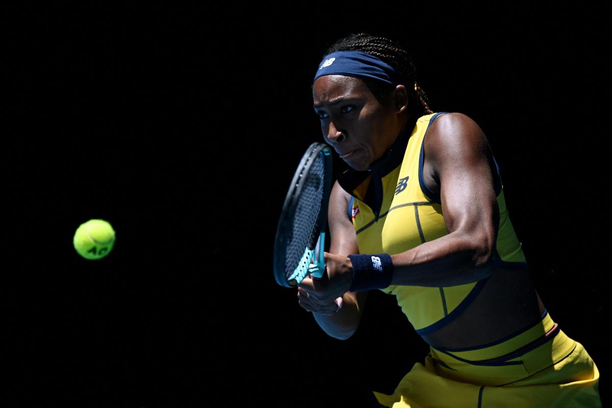 USA's Coco Gauff in action during her quarter-final match against Ukraine's Marta Kostyuk 