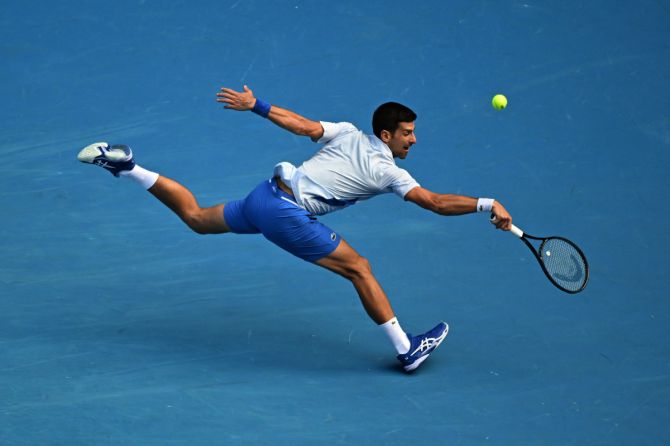 Serbia's Novak Djokovic in action during his semi-final match against Italy's Jannik Sinner 