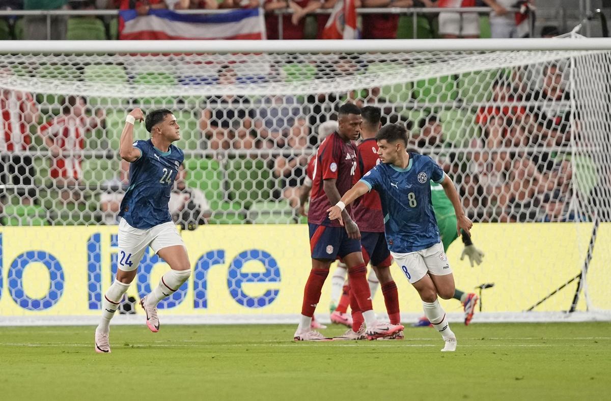 Paraguay's Ramon Sosa celebrates after scoring against Costa Rica at Q2 Stadium in Austin, Texas.