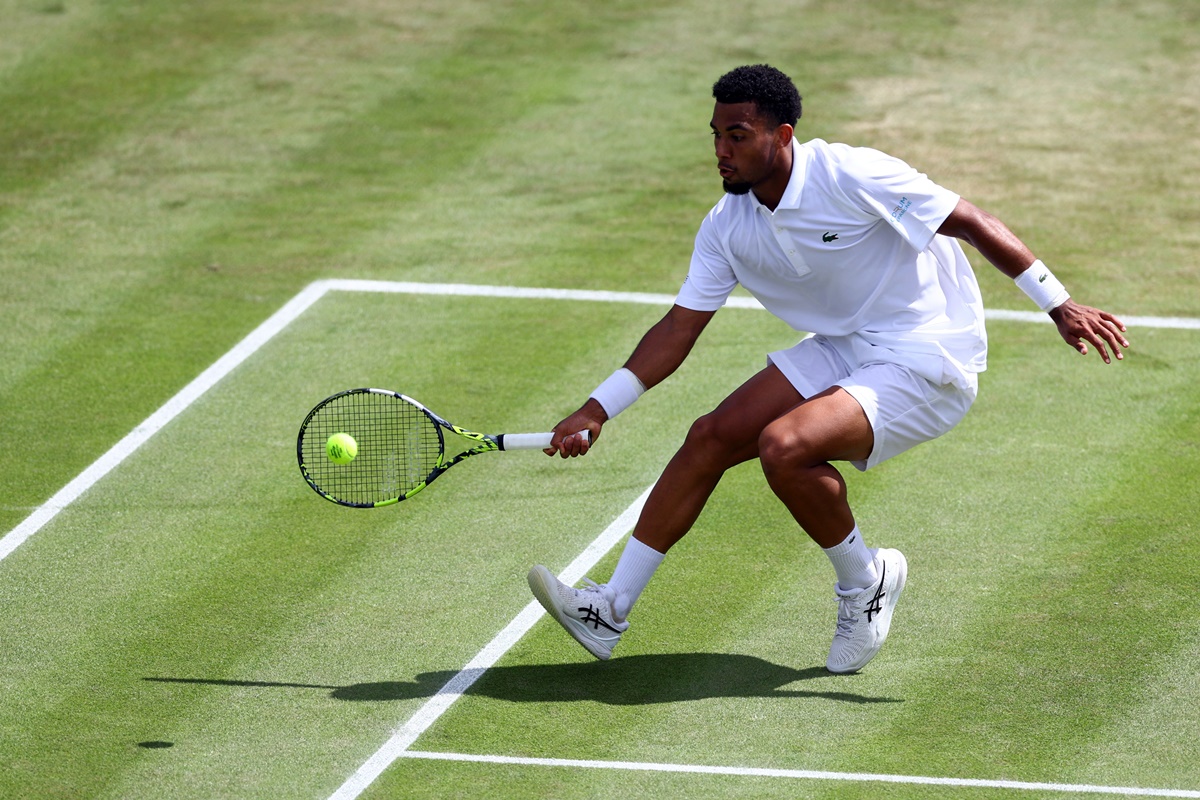 Arthur Fils in action during his second round match against Hubert Hurkacz.