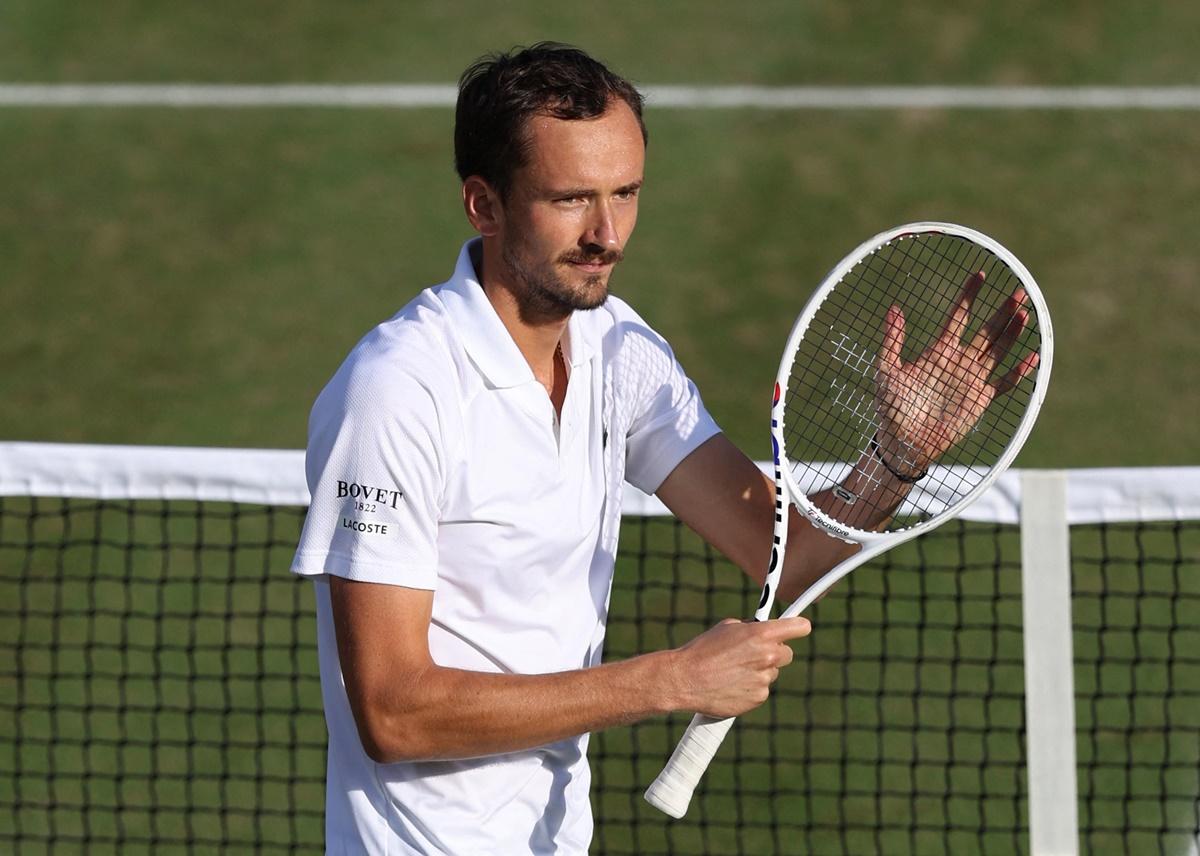 Russia's Daniil Medvedev is relieved after winning his rain-delayed third round match against Germany's Jan-Lennard Struff