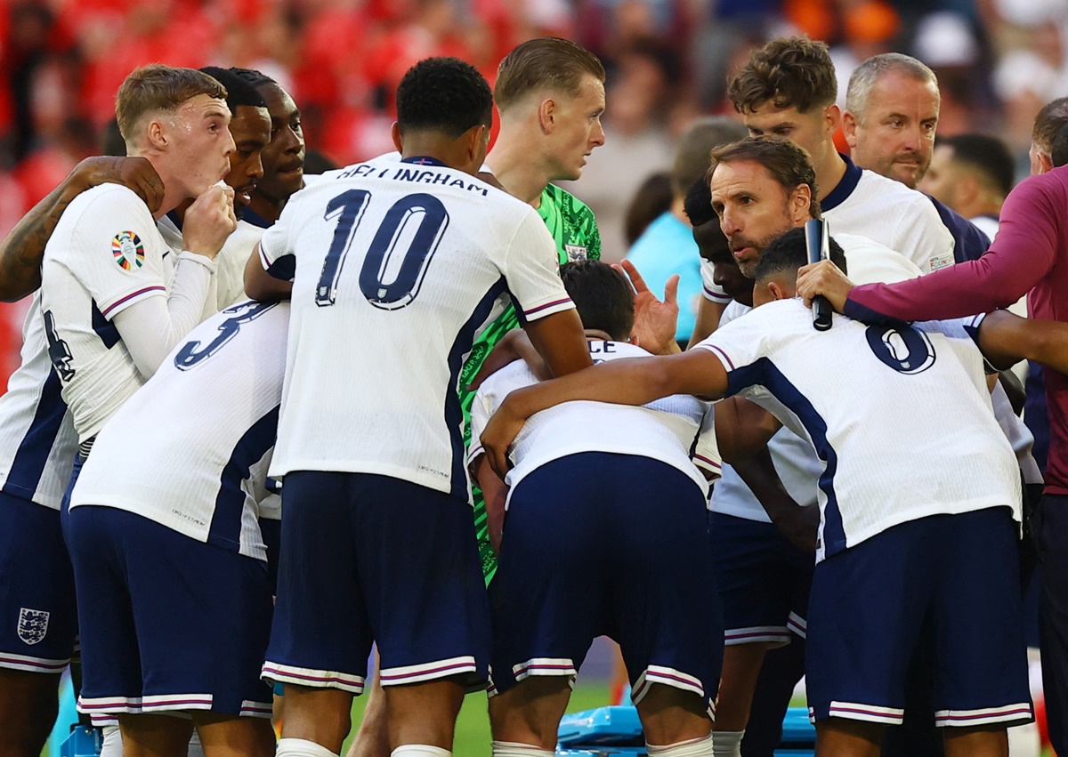 England manager Gareth Southgate with the players.