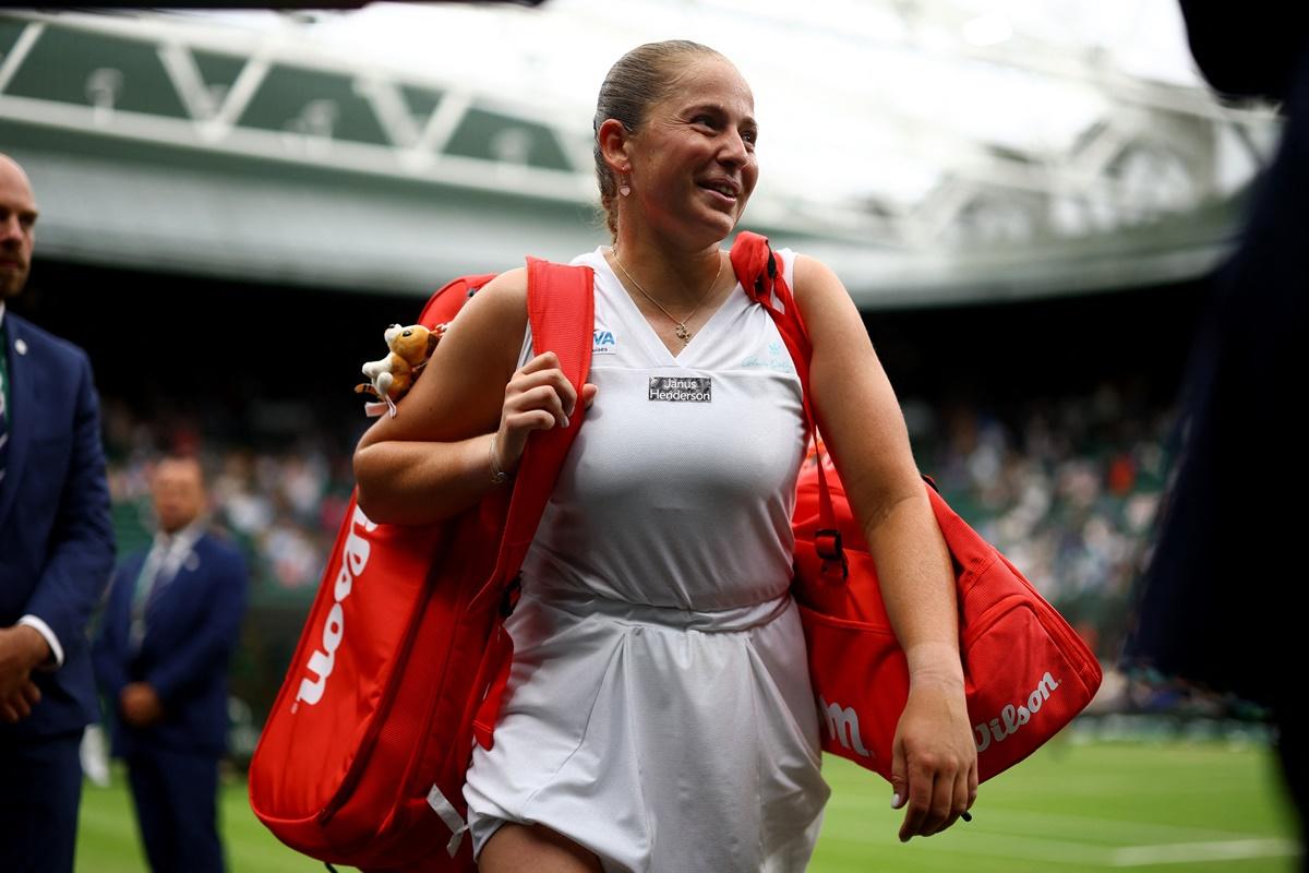 Latvia's Jelena Ostapenko is all smiles as she walks off the court after thrashing  Kazakhstan's Yulia Putintseva.