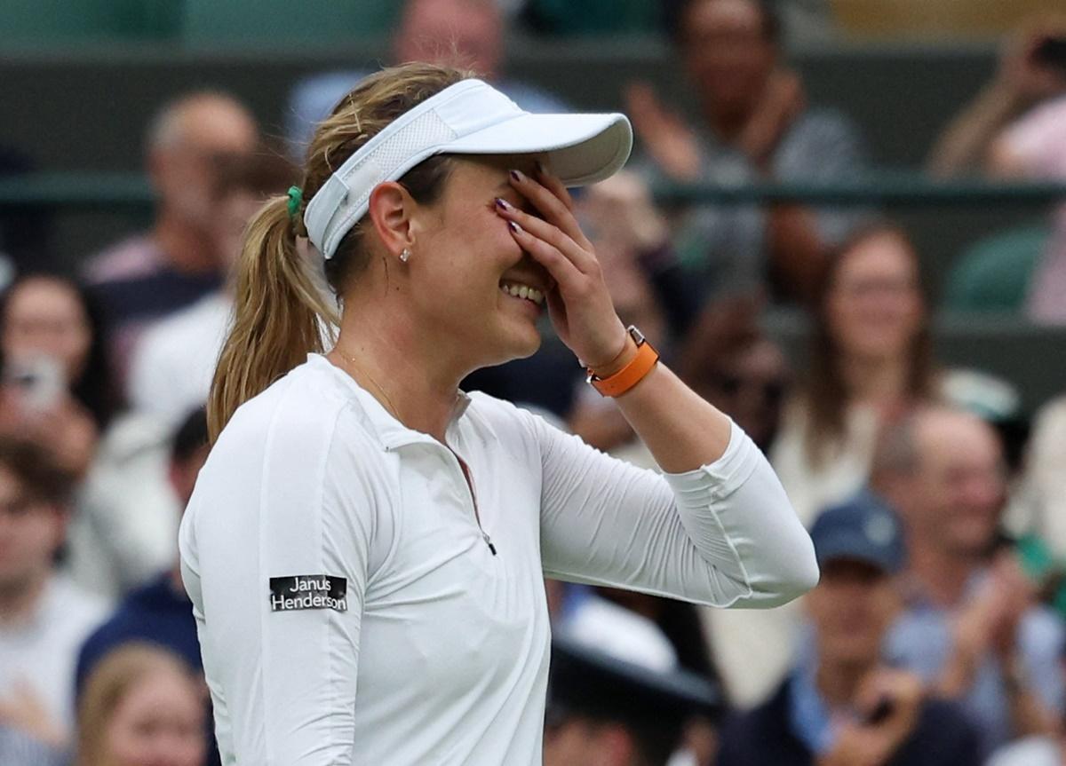 Croatia's Donna Vekic reacts after beating New Zealand's Lulu Sun in the women's singles quarter-finals.