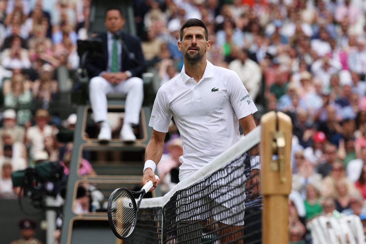 There was an air of panic in Novak Djokovic's 10th Wimbledon final as time after time he advanced to the net only for Carlos Alcaraz to fizz winners past him.