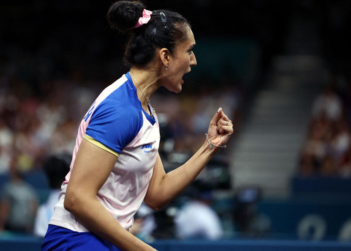 India's Manika Batra during her Round of 32 women's Table Tennis match against France's Prithika Pavade at the Olympics on Monday.