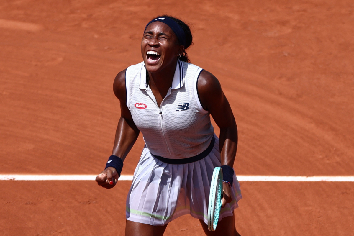 USA's Coco Gauff reacts after winning her quarter final match against Tunisia's Ons Jabeur 