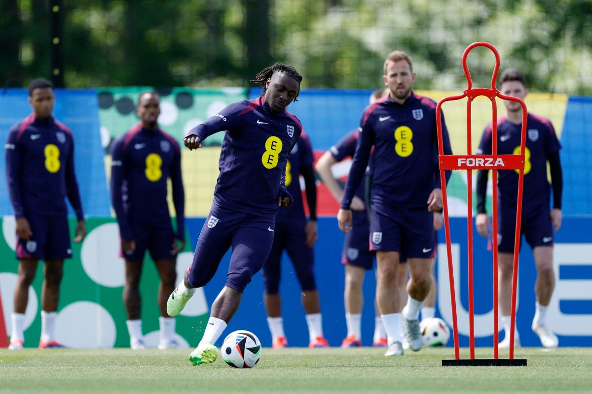 England's Eberechi Eze during training at Blankenhain, Germany, on Thursday