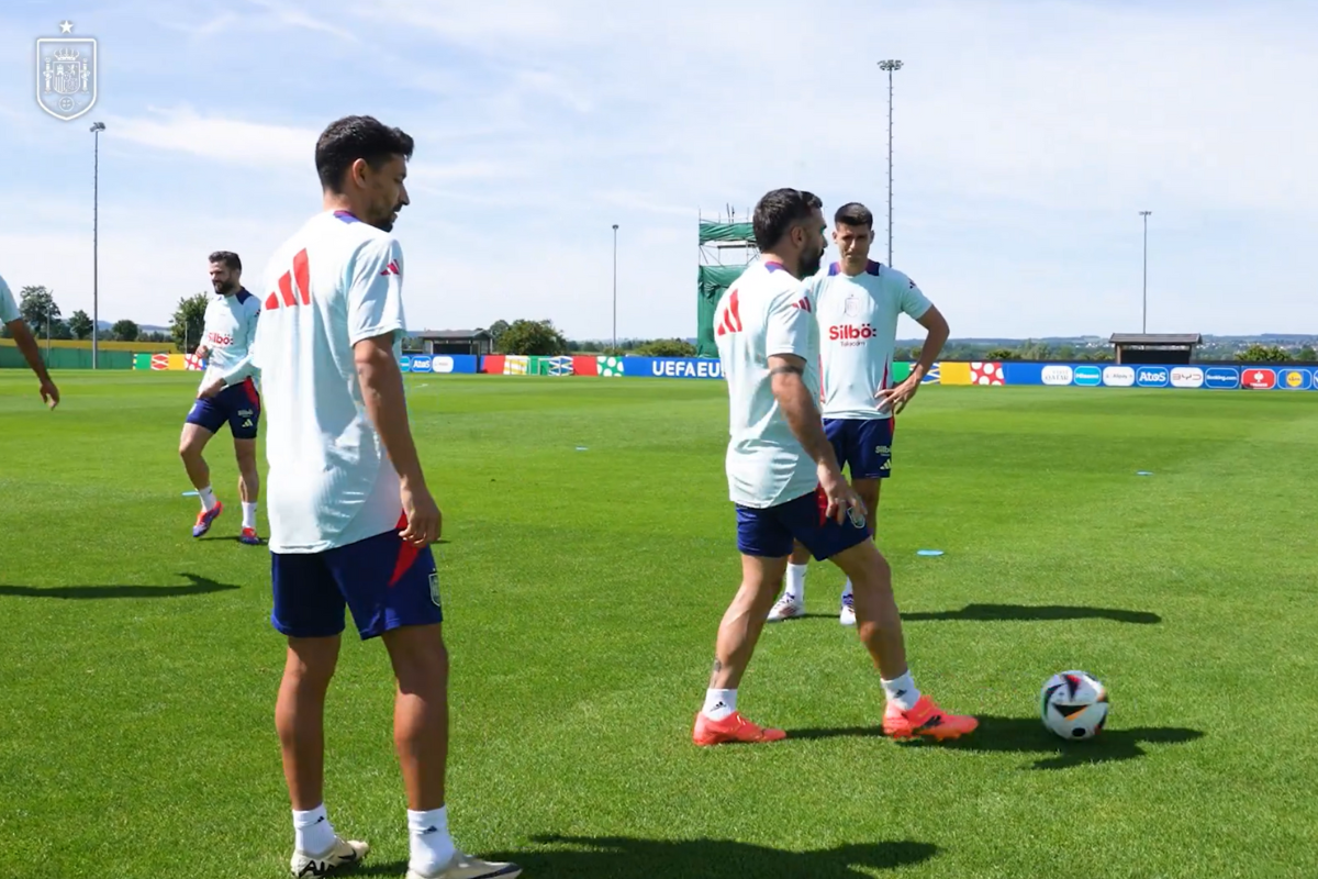 Spain players at training on Tuesday