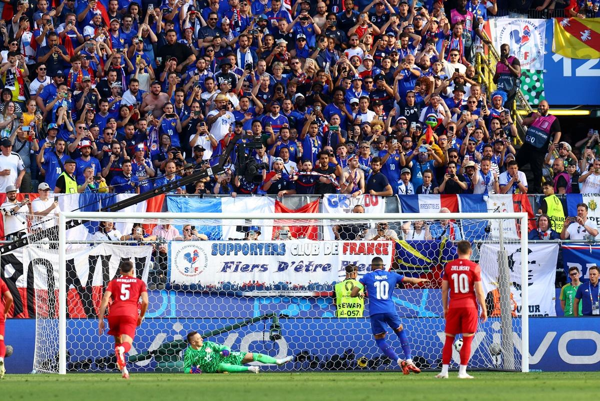 Kylian Mbappe sends Poland's goalkeeper Lukasz Skorupski the wrong way from the penalty spot to put France ahead in the Euro 2024 Group D match at Dortmund BVB Stadion, Germany, on Tuesday.