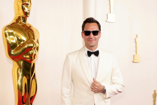 Roger Federer on the Oscars red carpet at the Academy Awards on Sunday