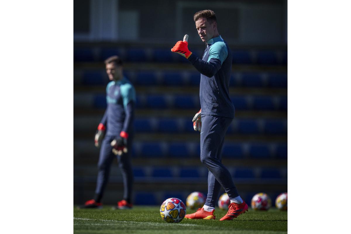 FC Barcelona's goalkeeper Marc ter Stegen at training on Monday