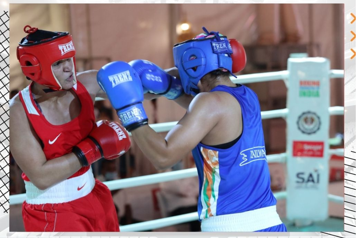 India's Arundhati Choudhary (66kg) in action during her win over Stephanie Pieneiro of Puerto Rico.