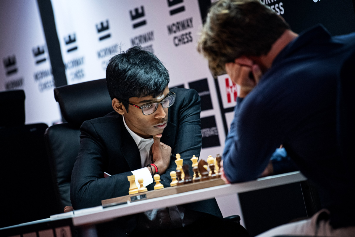 The 18-year-old Indian, who has beaten Carlsen in the rapid/exhibition games quite a few times, took the leader's position with 5.5 points after three rounds.