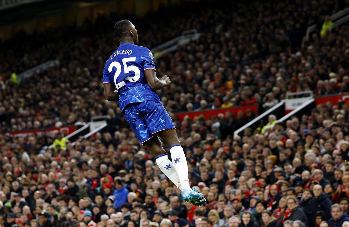 Moises Caicedo celebrates